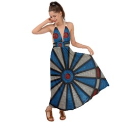 Darts Throw Backless Maxi Beach Dress