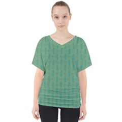 Pattern Background Blure V-neck Dolman Drape Top