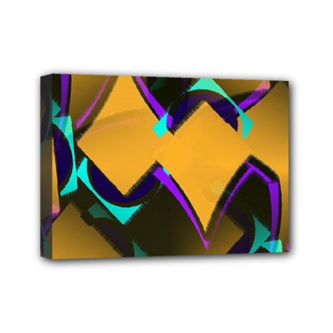 Geometric Gradient Psychedelic Mini Canvas 7  X 5  (stretched)