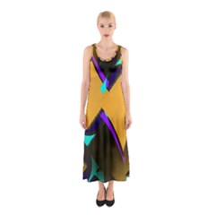 Geometric Gradient Psychedelic Sleeveless Maxi Dress