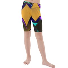 Geometric Gradient Psychedelic Kids  Mid Length Swim Shorts by HermanTelo