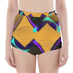 Geometric Gradient Psychedelic High-waisted Bikini Bottoms