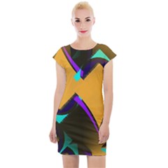 Geometric Gradient Psychedelic Cap Sleeve Bodycon Dress by HermanTelo