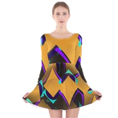 Geometric Gradient Psychedelic Long Sleeve Velvet Skater Dress