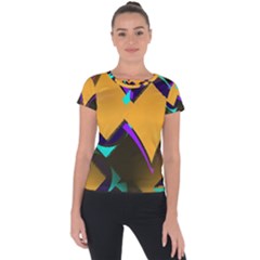 Geometric Gradient Psychedelic Short Sleeve Sports Top 