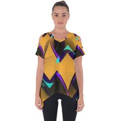 Geometric Gradient Psychedelic Cut Out Side Drop Tee