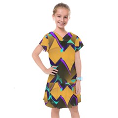 Geometric Gradient Psychedelic Kids  Drop Waist Dress by HermanTelo