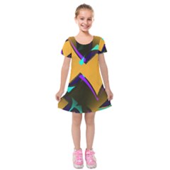 Geometric Gradient Psychedelic Kids  Short Sleeve Velvet Dress