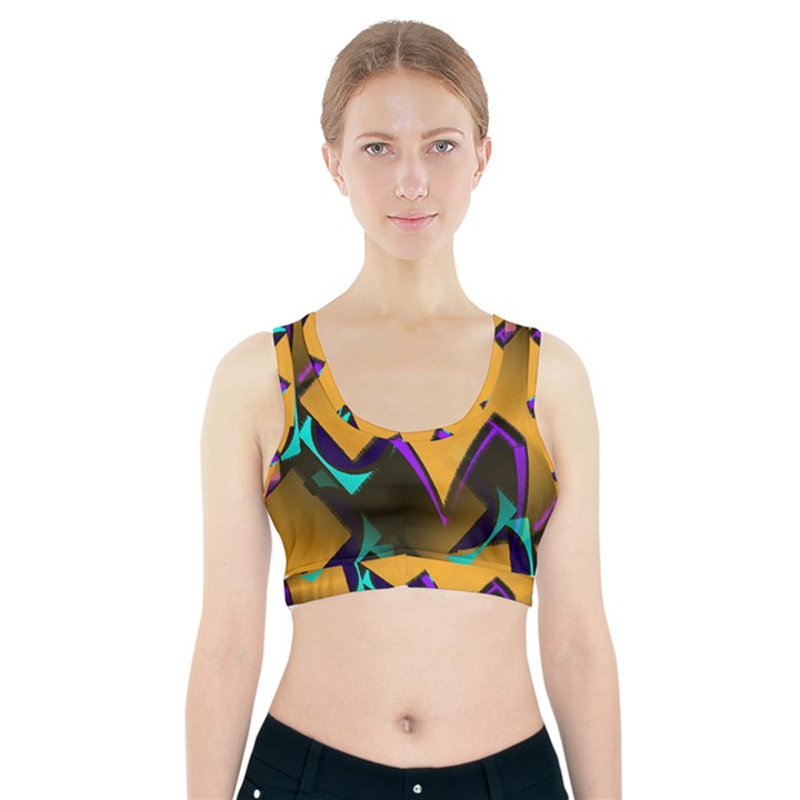 Geometric Gradient Psychedelic Sports Bra With Pocket