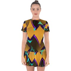 Geometric Gradient Psychedelic Drop Hem Mini Chiffon Dress by HermanTelo