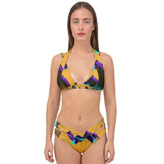 Geometric Gradient Psychedelic Double Strap Halter Bikini Set