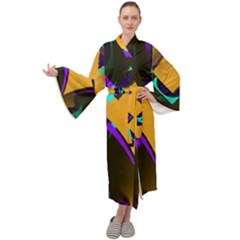 Geometric Gradient Psychedelic Maxi Velour Kimono by HermanTelo