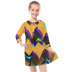 Geometric Gradient Psychedelic Kids  Quarter Sleeve Shirt Dress by HermanTelo