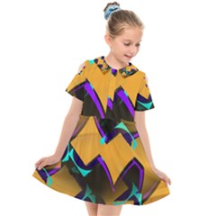 Geometric Gradient Psychedelic Kids  Short Sleeve Shirt Dress by HermanTelo