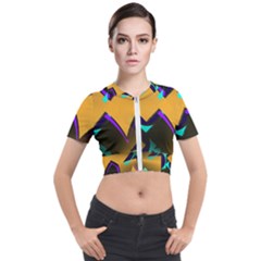 Geometric Gradient Psychedelic Short Sleeve Cropped Jacket by HermanTelo