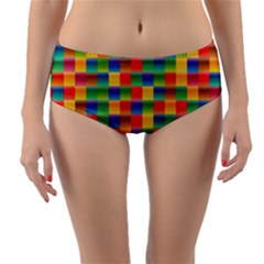 Background Colorful Abstract Reversible Mid-waist Bikini Bottoms