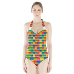 Background Colorful Abstract Halter Swimsuit