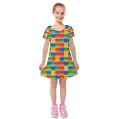 Background Colorful Abstract Kids  Short Sleeve Velvet Dress