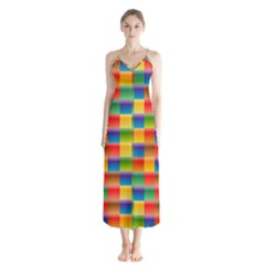 Background Colorful Abstract Button Up Chiffon Maxi Dress