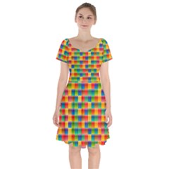 Background Colorful Abstract Short Sleeve Bardot Dress