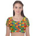 Background Colorful Abstract Velvet Short Sleeve Crop Top  View1