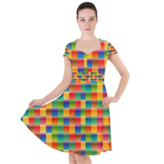 Background Colorful Abstract Cap Sleeve Midi Dress