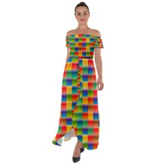 Background Colorful Abstract Off Shoulder Open Front Chiffon Dress by HermanTelo