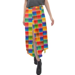 Background Colorful Abstract Velour Split Maxi Skirt