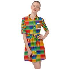 Background Colorful Abstract Belted Shirt Dress by HermanTelo