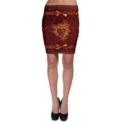 Beautiful Heart With Leaves Bodycon Skirt by FantasyWorld7