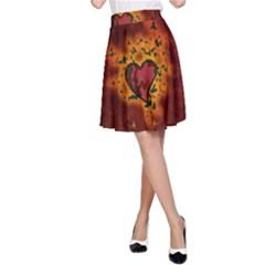 Beautiful Heart With Leaves A-line Skirt by FantasyWorld7