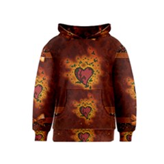 Beautiful Heart With Leaves Kids  Pullover Hoodie by FantasyWorld7