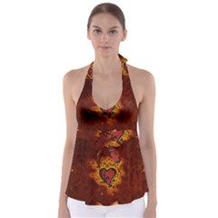 Beautiful Heart With Leaves Babydoll Tankini Top by FantasyWorld7