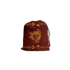 Beautiful Heart With Leaves Drawstring Pouch (xs) by FantasyWorld7