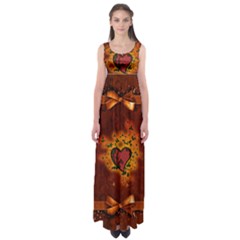 Beautiful Heart With Leaves Empire Waist Maxi Dress by FantasyWorld7