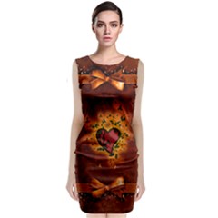 Beautiful Heart With Leaves Classic Sleeveless Midi Dress by FantasyWorld7