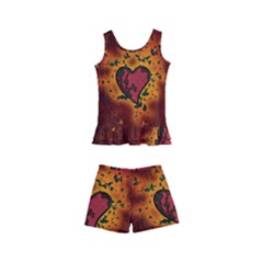 Beautiful Heart With Leaves Kids  Boyleg Swimsuit by FantasyWorld7