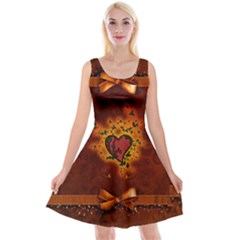 Beautiful Heart With Leaves Reversible Velvet Sleeveless Dress by FantasyWorld7