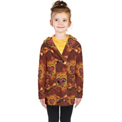 Beautiful Heart With Leaves Kids  Double Breasted Button Coat by FantasyWorld7