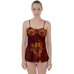 Beautiful Heart With Leaves Babydoll Tankini Set by FantasyWorld7