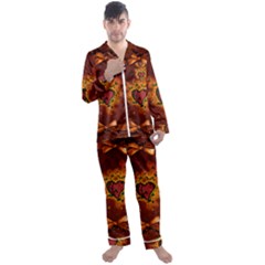 Beautiful Heart With Leaves Men s Satin Pajamas Long Pants Set by FantasyWorld7