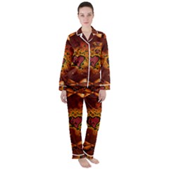 Beautiful Heart With Leaves Satin Long Sleeve Pyjamas Set by FantasyWorld7