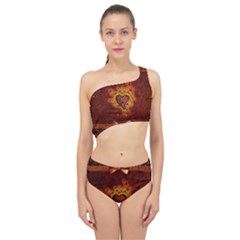 Beautiful Heart With Leaves Spliced Up Two Piece Swimsuit by FantasyWorld7