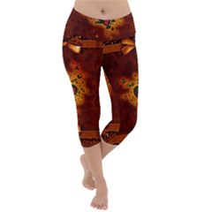 Beautiful Heart With Leaves Lightweight Velour Capri Yoga Leggings by FantasyWorld7