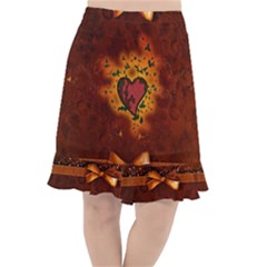 Beautiful Heart With Leaves Fishtail Chiffon Skirt by FantasyWorld7