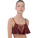 Beautiful Heart With Leaves Frill Bikini Top View1