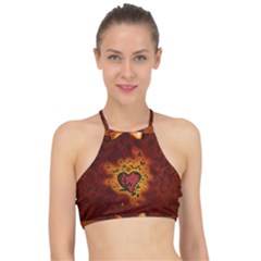 Beautiful Heart With Leaves Racer Front Bikini Top by FantasyWorld7