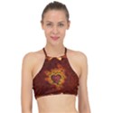 Beautiful Heart With Leaves Racer Front Bikini Top View1