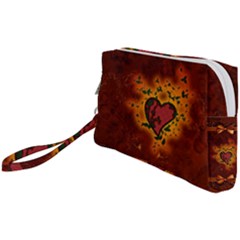 Beautiful Heart With Leaves Wristlet Pouch Bag (small) by FantasyWorld7