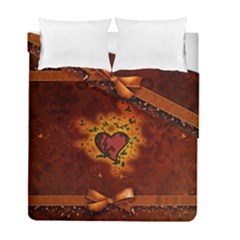 Beautiful Heart With Leaves Duvet Cover Double Side (full/ Double Size) by FantasyWorld7